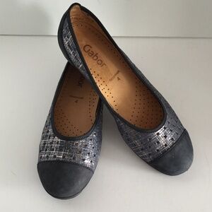 Gabor Women's Hovercraft Nubuck Combo Ballet Flats Round Toe Shoes Perforated US